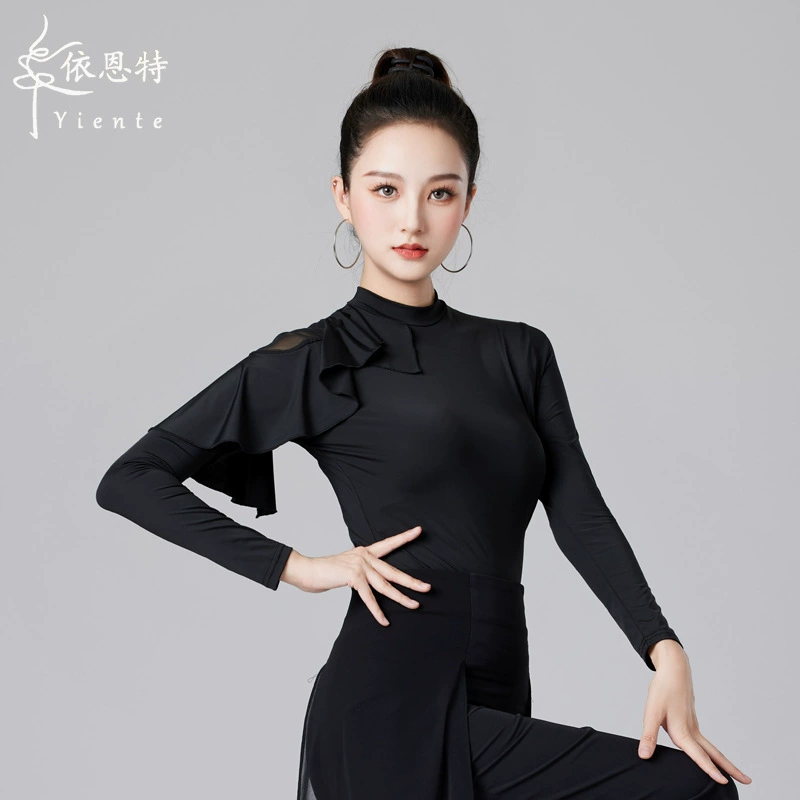 Топ для латинских танцев, женская новая танцевальная одежда с длинными рукавами, одежда для тренировок для взрослых, современный танец, национальная стандартная танцевальная одежда, одежда для выступлений, социальный танец