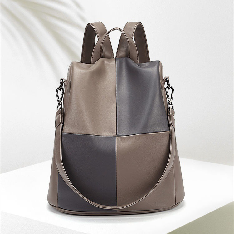 Fashionable Women's Backpack Korean Style Simple Color-Blocking Anti-Theft Backpack New Trendy 2026 Easy-To-Match Casual Large Capacity Women's Bag
