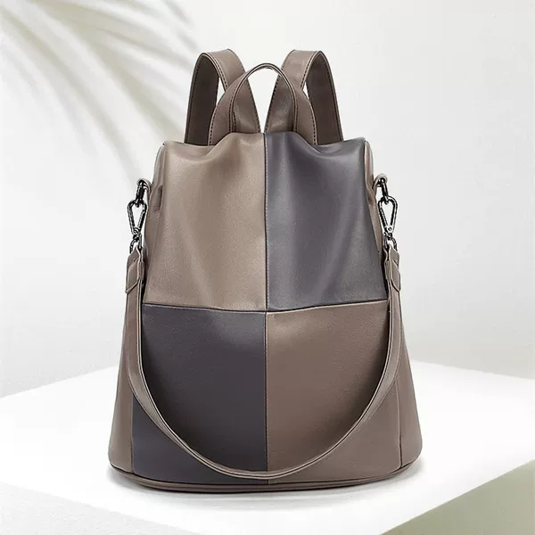 Fashionable Women's Backpack Korean Style Simple Color-Blocking Anti-Theft Backpack New Trendy 2026 Easy-To-Match Casual Large Capacity Women's Bag