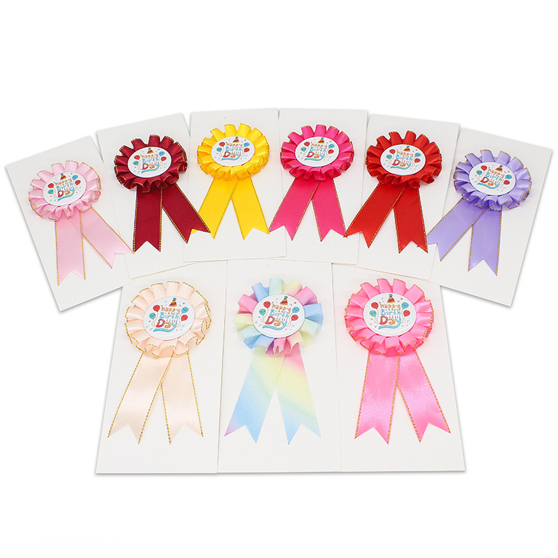 Fabricantes al por mayor cinta insignia festival creativo jardín de infantes flores pectoral insignia de estaño fiesta al por mayor