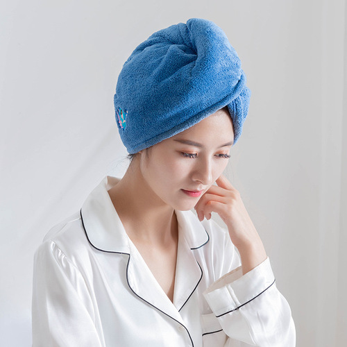 Coral velvet dry hair cap household quick-drying super absorbent turban does not hurt hair thickened bathroom shampoo bag turban for women