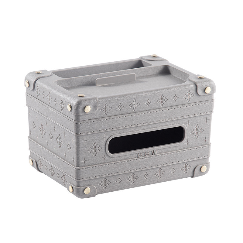 Oficina de sala de estar casera mesa de té lujosa caja de toallas multifuncional caja de almacenamiento de control remoto caja de extracción de papel gris creativa