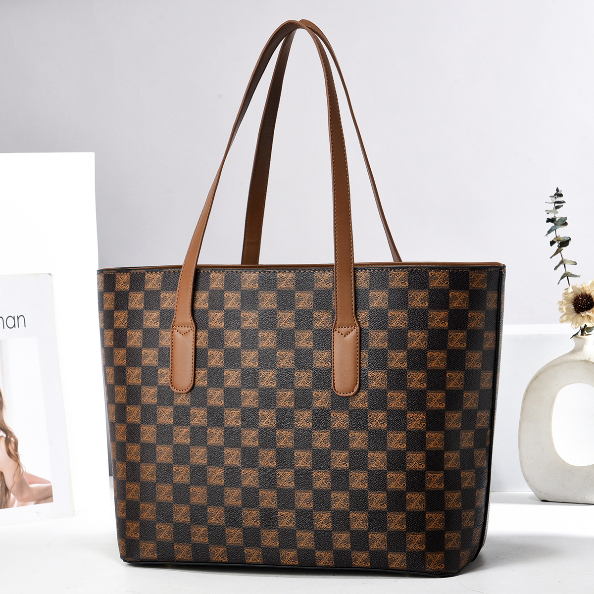 Bolso Tote bolso clásico tablero de ajedrez bolso pequeño bolso redondo colgante bolso de hombro Taizhou bolso femenino bolso de comercio exterior