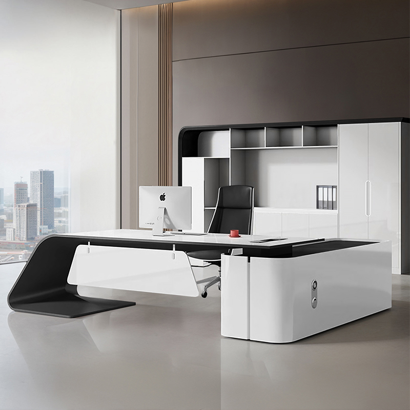 Painted Office Desk, Fashionable President's Desk, Simple and Elegant Executive Desk, L-Shaped Corner Desk, Light Luxury Boss Desk