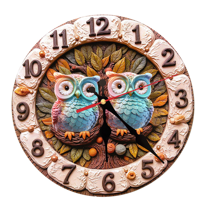 2D sin marco pintura flor reloj de pared redondo de 10 pulgadas reloj electrónico minimalista creativo hogar escaneo segundo reloj de venta caliente transfronteriza