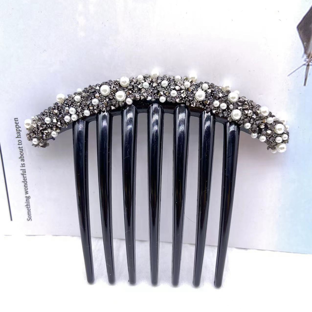 Women's Retro Simple Style Geometric Plastic Inlay Artificial Pearls Rhinestones Insert Comb display picture 7