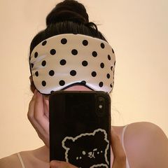 女性用水玉アイマスク、遮光睡眠、学生の夏の目の疲れのための特別なアイスシルク感触の昼休み睡眠アイマスク