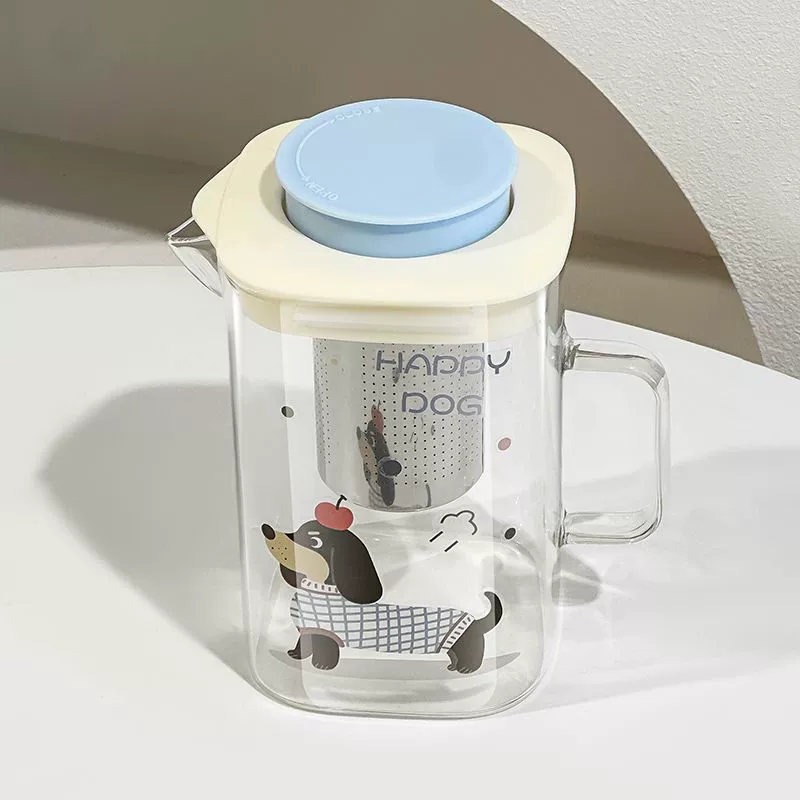 Capacious square tea, glass teapot