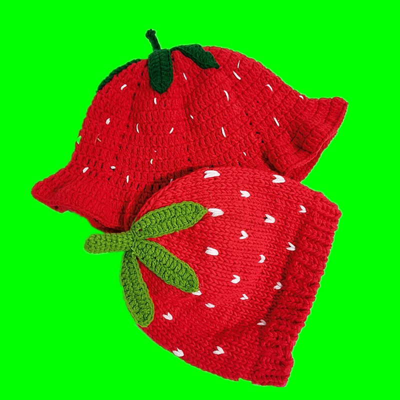 Maglia lavorata all'uncinetto fatta a mano transfrontaliera per donna, autunno e inverno, dolce e carino pescatore di fragole con bordo arricciato_voghion.com