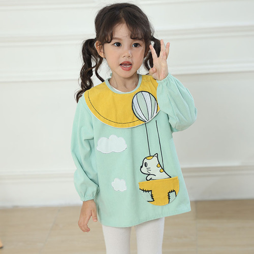 Autumn and winter baby coveralls, children's waterproof, anti-dirty reverse clothing, infant crystal velvet bibs, rice pockets, mother and baby aprons