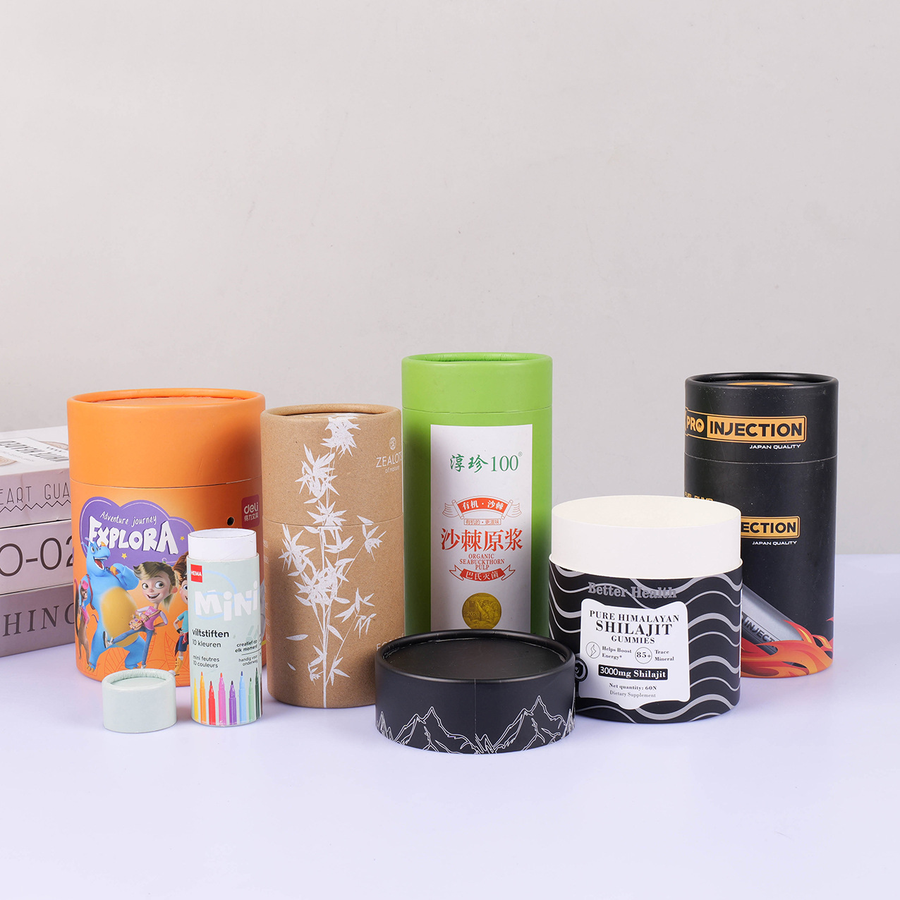 纸罐现货批发 牛皮纸干果茶叶食品包装罐 对联礼品圆形纸筒可定制