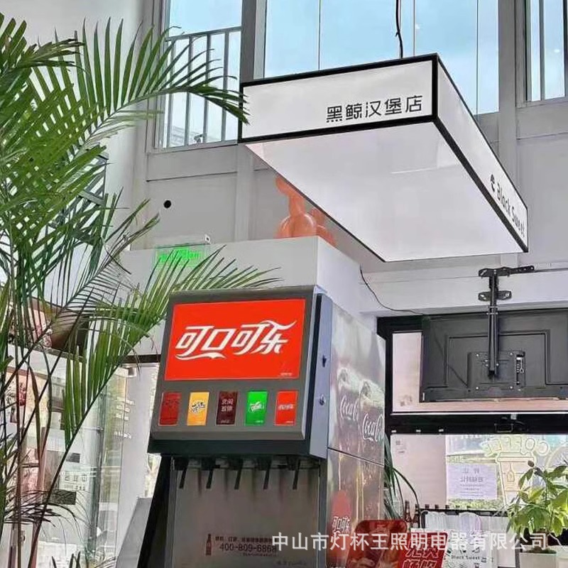 Acrílico barra colgante cajero caja de luz café leche tiendas de té leche