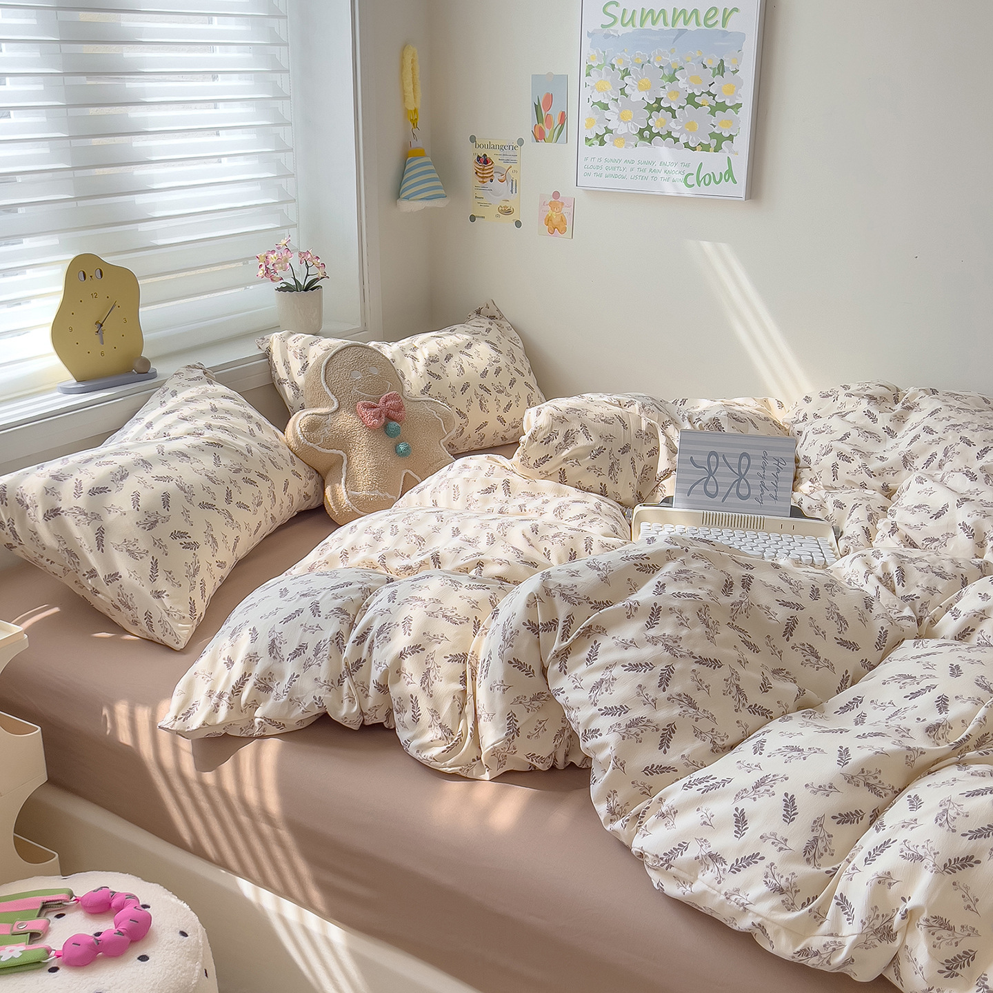 Madre y bebé clase A dormir desnudo algodón cuatro piezas cubierta sábanas de cama super suave cama dormitorio gaza tres piezas