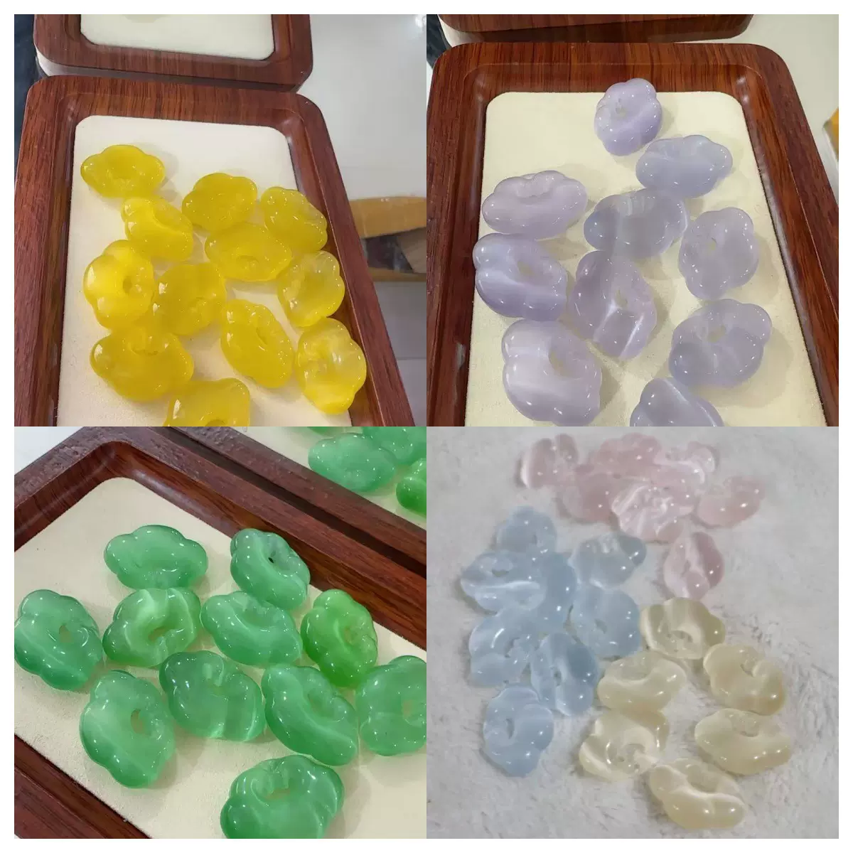 天然猫眼石新款平安如意祥云锁吊坠批发配件diy项链直播爆款饰品