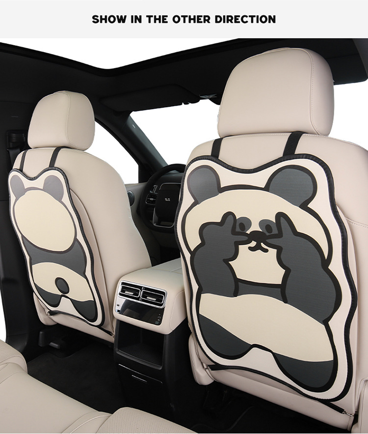 Cute Panda Cartoon Car Seat Back Anti-Kick Pad for Women, Car Seat Anti-Dirt Pad, Rear Seat Protector