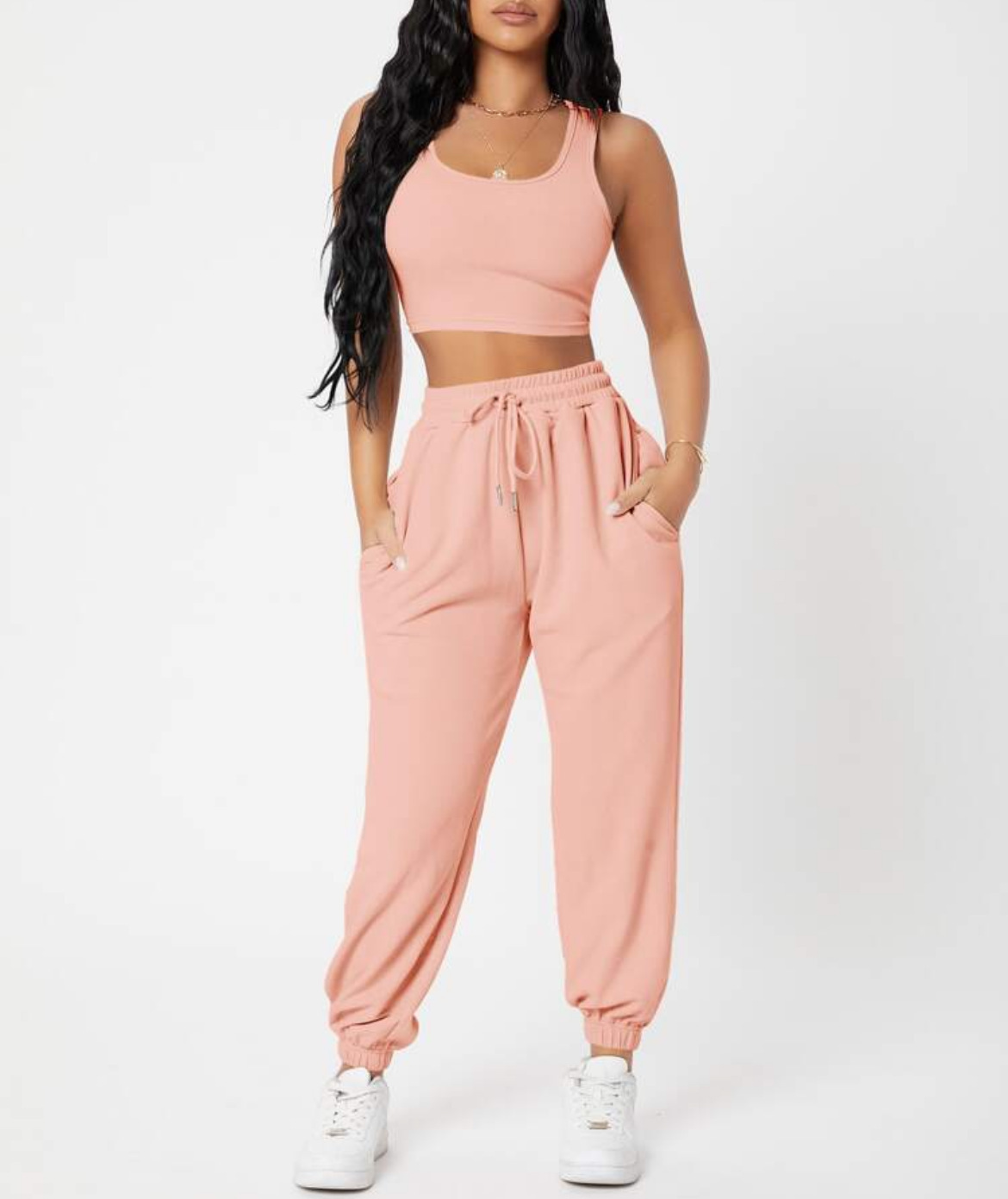 490g Weight Sleeveless Sleeve Length Polyester Fabric Type Pants Sets Sets Type 2 Pieces Set Quantity Casual, Daily Occasion Round Neck Neckline Breathable Function Skinny Fit Type Solid Color Pattern Summer Season Women's Gender Streetwear, Sport Style Style Women's Streetwear Sport Style Solid Color Polyester Round Neck Tracksuit 18