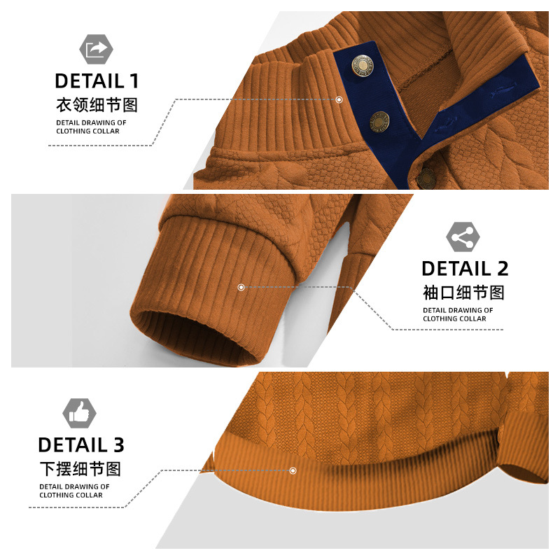 TEMU transfronteriza explosión de tendencia europea y americana nueva moda jacquard corbata Henry primavera y otoño camisa de bordado de manga larga