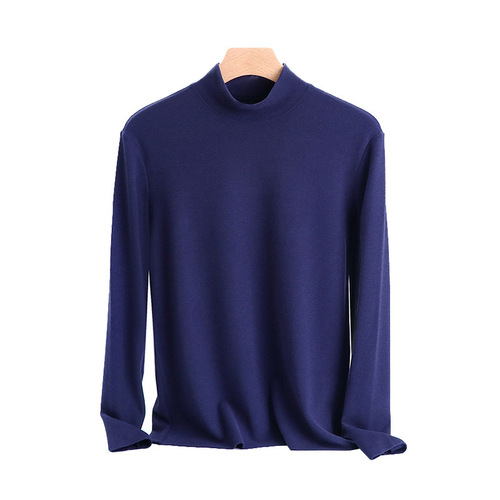 Men's Half-High Collar Seamless Heating Warm Top for Autumn/Winter, Fleece Lined, Body-Fitting, Can Be Worn Outside