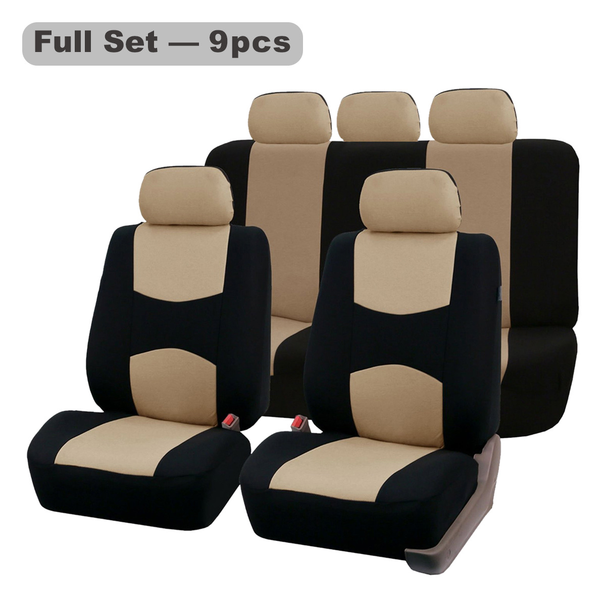 General polyester cloth car seat cover 9 sets_voghion.com