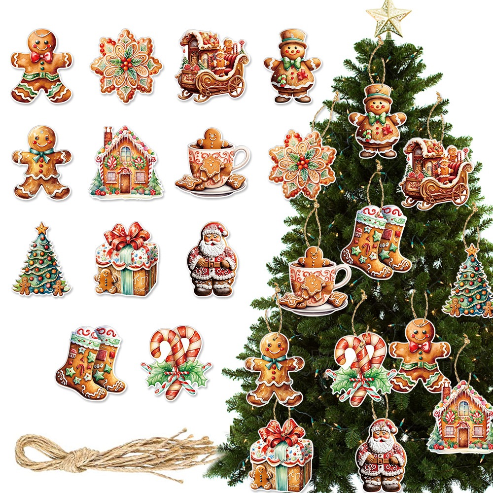 Nuevos adornos colgantes para fiestas navideñas, suministros de decoración navideña con temática de hombre de jengibre de invierno
