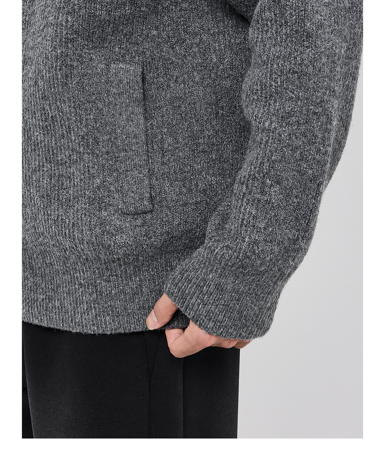 Áo len cardigan nam phong cách Mỹ dệt kim nhung hoa — màu đen chi tiết 17