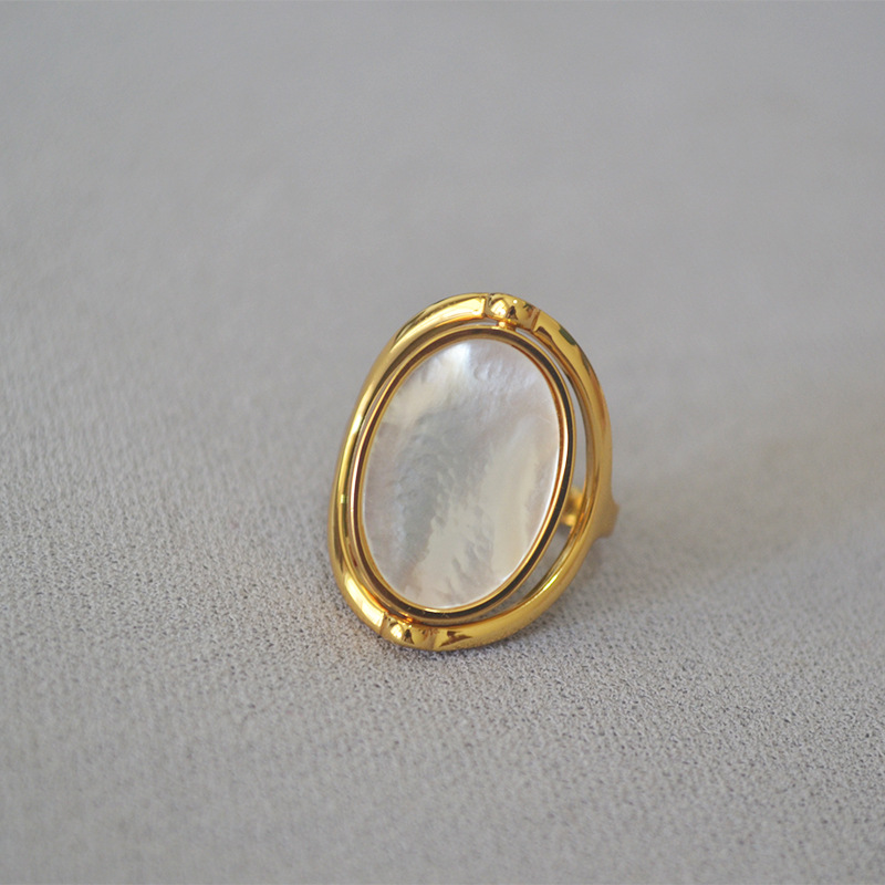 6, 7, 8 Ring Size 1 Piece Quantity Daily Occasion Vintage Style Geometric Color Block Mother Shell Copper Abalone Shell Plating Gold Plated Rings