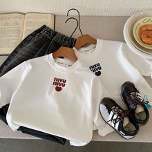 儿童长袖T恤打底衫2025春秋新品男童春装字母韩版上衣柔软内搭潮