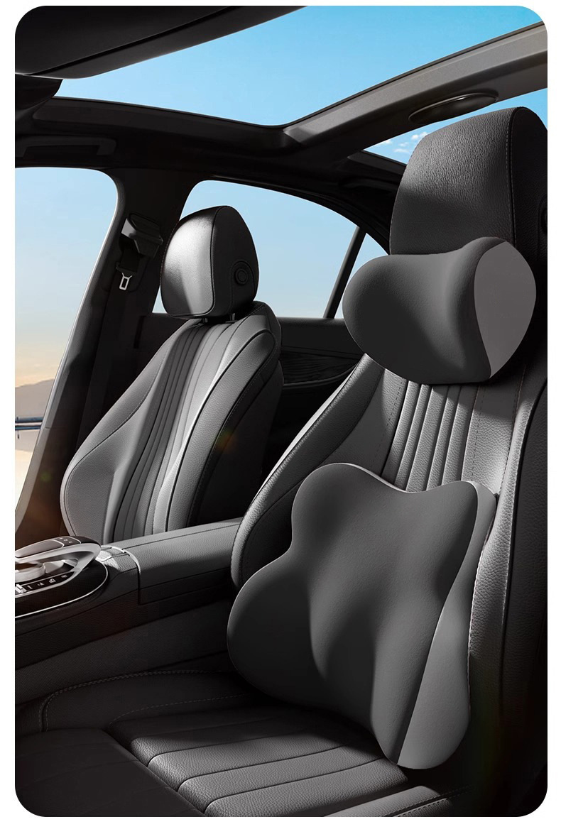 Car Headrest and Lumbar Support for Office Long Sitting, Memory Foam Slow Rebound Driver's Seat Lumbar Support Headrest