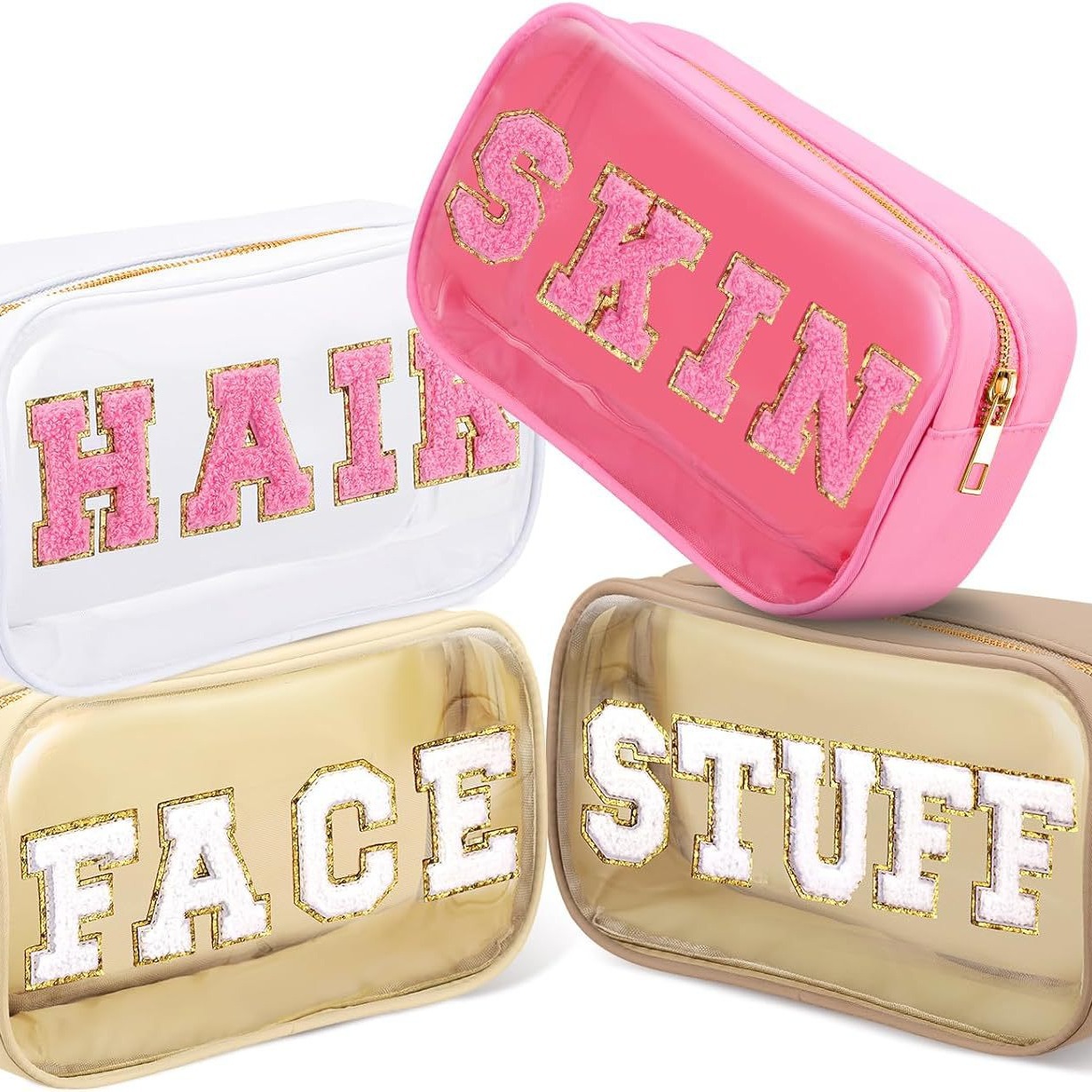 Amazon nuevo producto transfronterizo mujer impermeable PVC transparente Sherel letras de viaje bolsa de maquillaje portátil bolsa de almacenamiento