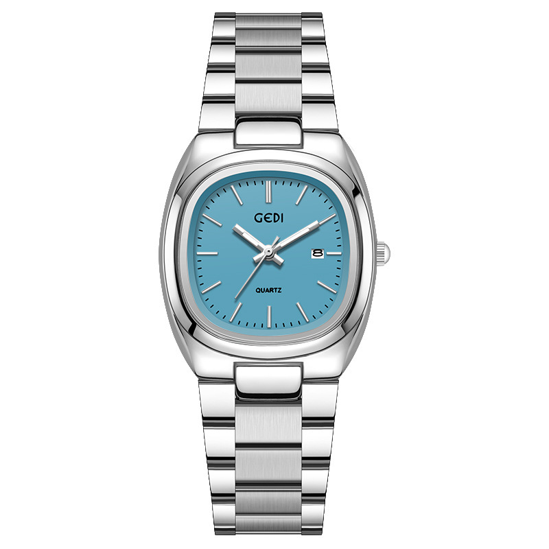 Orologio da polso da donna Gedi Simple Dual Calendar, in acciaio massiccio, impermeabile, di alta qualità, al quarzo ovale, da donna_voghion.com