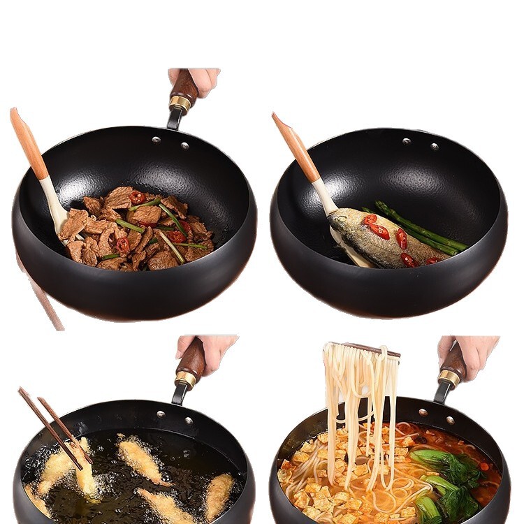 章丘手作り鉄鍋大腹鍋旗艦店炒め鍋家庭用コーティングなし焼き鍋|undefined