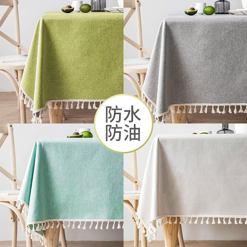 Manto de mesa impermeable, aceite, escaldado, sin lavado, pequeño fresco, mesa de comedor rectangular, tela de mesa, mesa redonda de algodón, lino