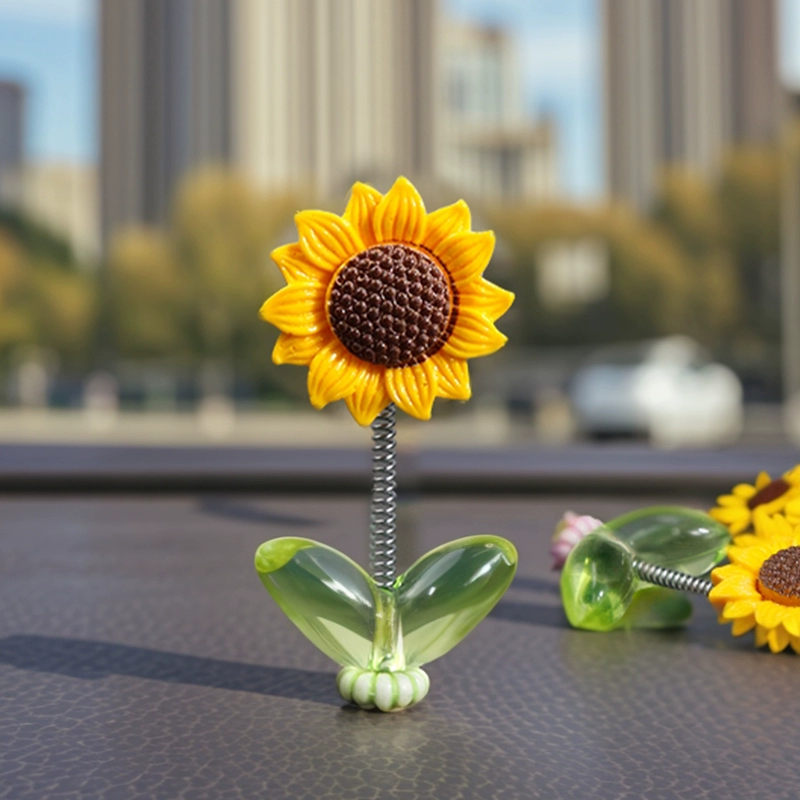 Милые качающиеся подсолнухи, украшения для автомобиля, целебные свежие цветы, украшения для центральной консоли автомобиля, зеркало заднего вида, качели