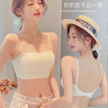 夏季薄款无痕内衣女大胸显小细肩吊带美背可外穿防走光裹抹胸文胸