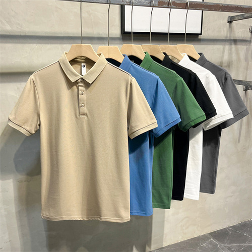 Summer Men's Short Sleeve Polo Shirt High-End Stand Collar Ice Silk T-Shirt Slim Half Sleeve T-shirt Men's Fashion Trend