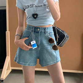 OEM定制 四面弹牛仔裤女夏2025新款时尚百搭高腰显瘦辣妹短裤女
