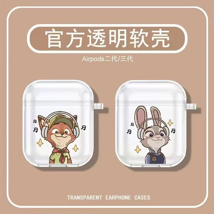 Judy Nick Is Suitable for AirPods 4Th Generation Protective Case, Couple AirPods Pro 3, Zootopia 2Nd Generation Transparent Judy Nick Is Suitable for AirPods 4Th Generation Protective Case, Couple AirPods Pro 3, Zootopia 2Nd Generation Transparent