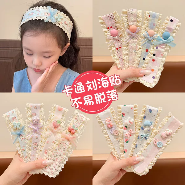 Children's Sweet Floral Wide-Brimmed Velcro Headband Baby Forehead Bangs and Loose Hair Organizer Hair Sticker Headband