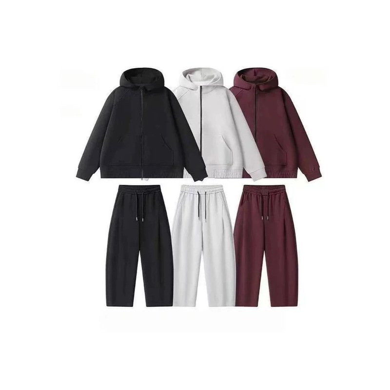 Autumn new men's solid color casual versatile hooded sweatshirt and drawstring casual pants set Autumn new men's solid color casual versatile hooded sweatshirt and drawstring casual pants set