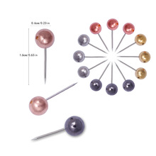 6mm金属色塑料大头针 圆球针图钉大头针盒装