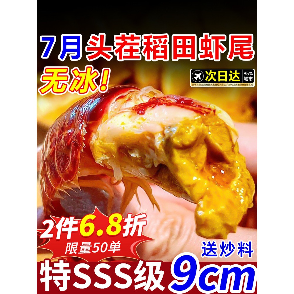 龙虾尾冷冻生鲜特大号无冰新鲜无冰小龙虾大虾球批发商用整箱10斤