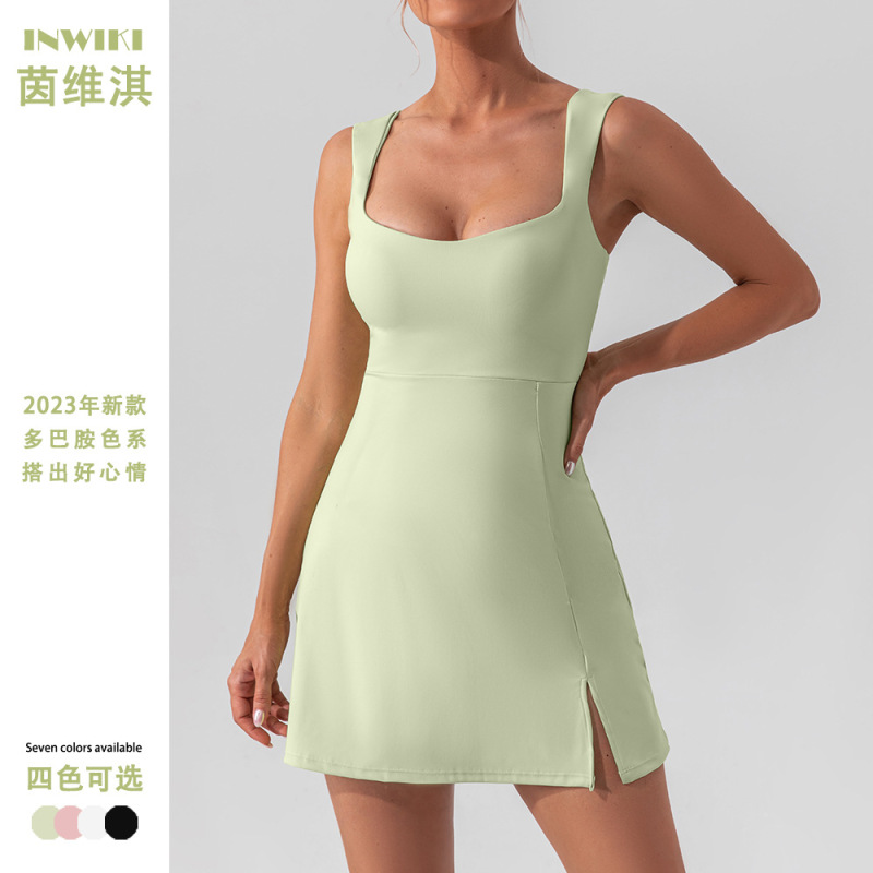 Cross-Border New Sexy Suspender Sleeveless Yoga Tennis Skirt Light and Breathable Outdoor Golf Sports Dress for Women