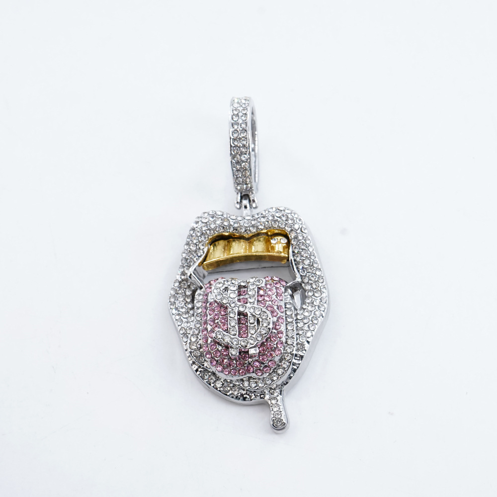 Colgante único plateado (diamante rosa) (sin cadena)