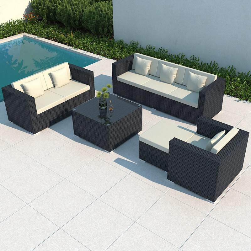 Outdoor Rattan Sofa Hotel B&B Villa Waterproof Sun Protection Leisure Sofa Outdoor Rattan Chair Sofa Combination Nordic