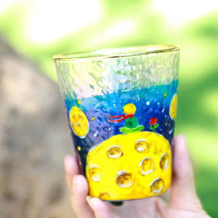 Painted summer rainbow water glass