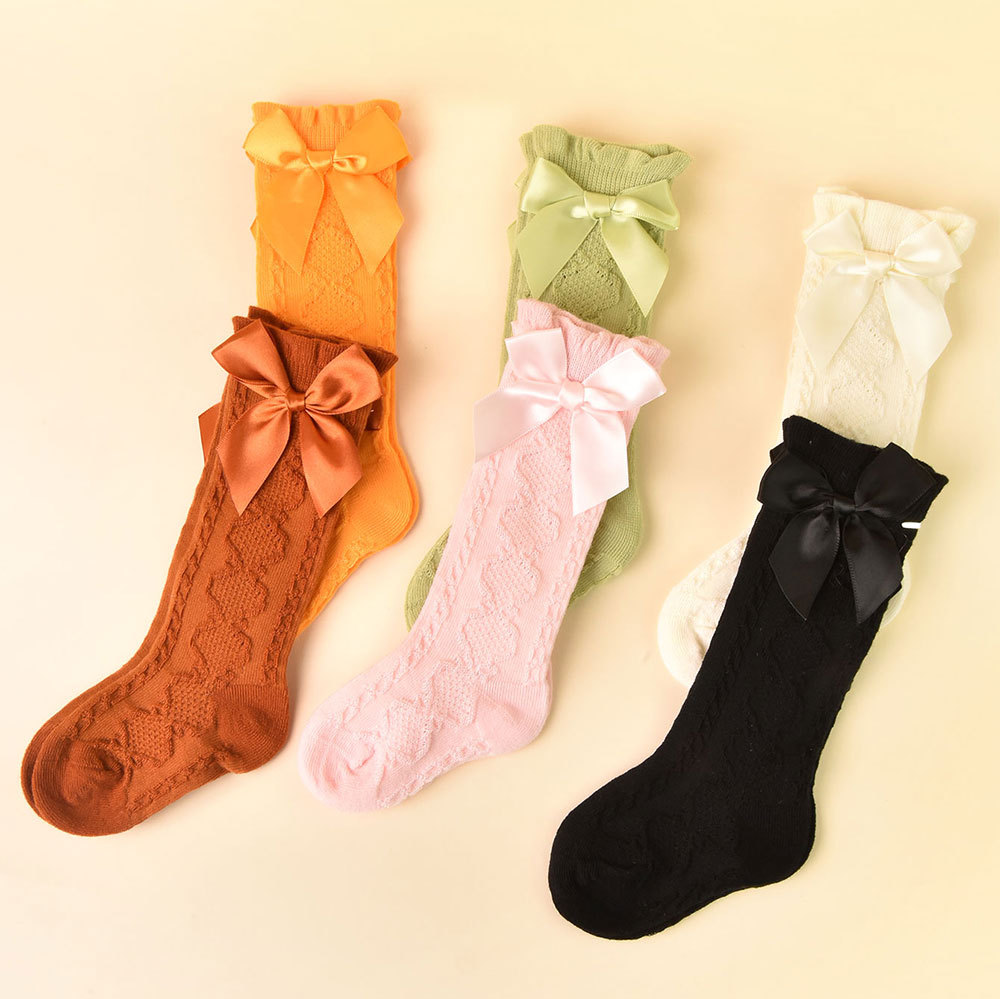children's cute breathable socks with bow for new born for students