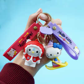 创意变装Hello Kitty钥匙扣PVC猫咪可爱挂件汽车包包钥匙链挂饰