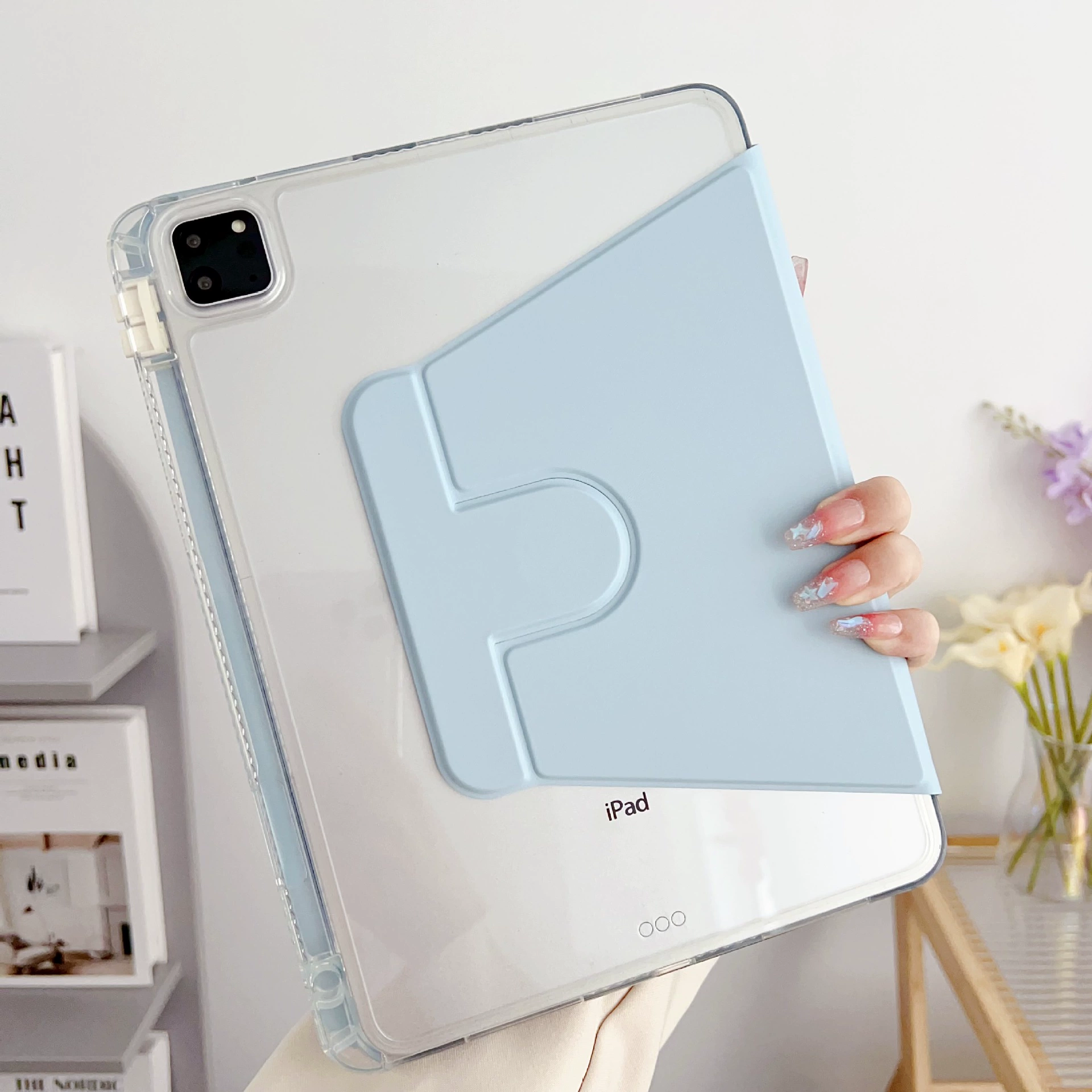 Подходит для Apple iPad 10.2 высокопрозрачный поворотный чехол-книжка с подставкой, набор для iPad10, Air4/5, Samsung S9