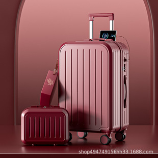 Red Luggage Case Wedding Accompanying Multi-function Boarding Travel Code Mother and Mother Trolley Case Pair of Bride Dowry Case