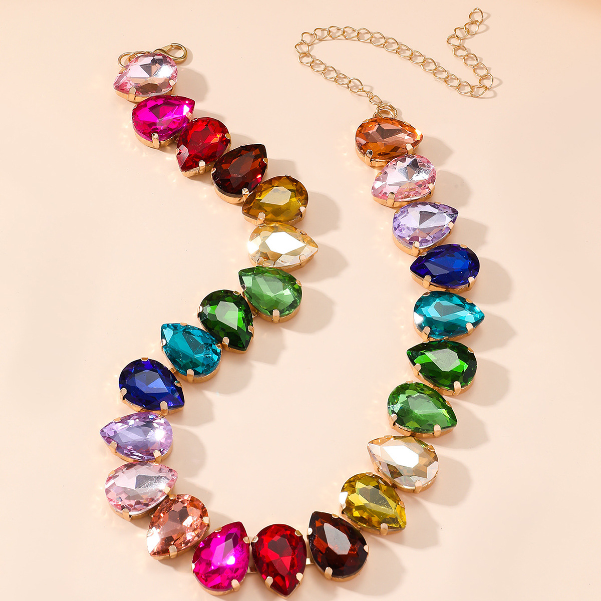 Sweet Geometric Artificial Crystal Ferroalloy Cable Chain Choker Wholesale display picture 4
